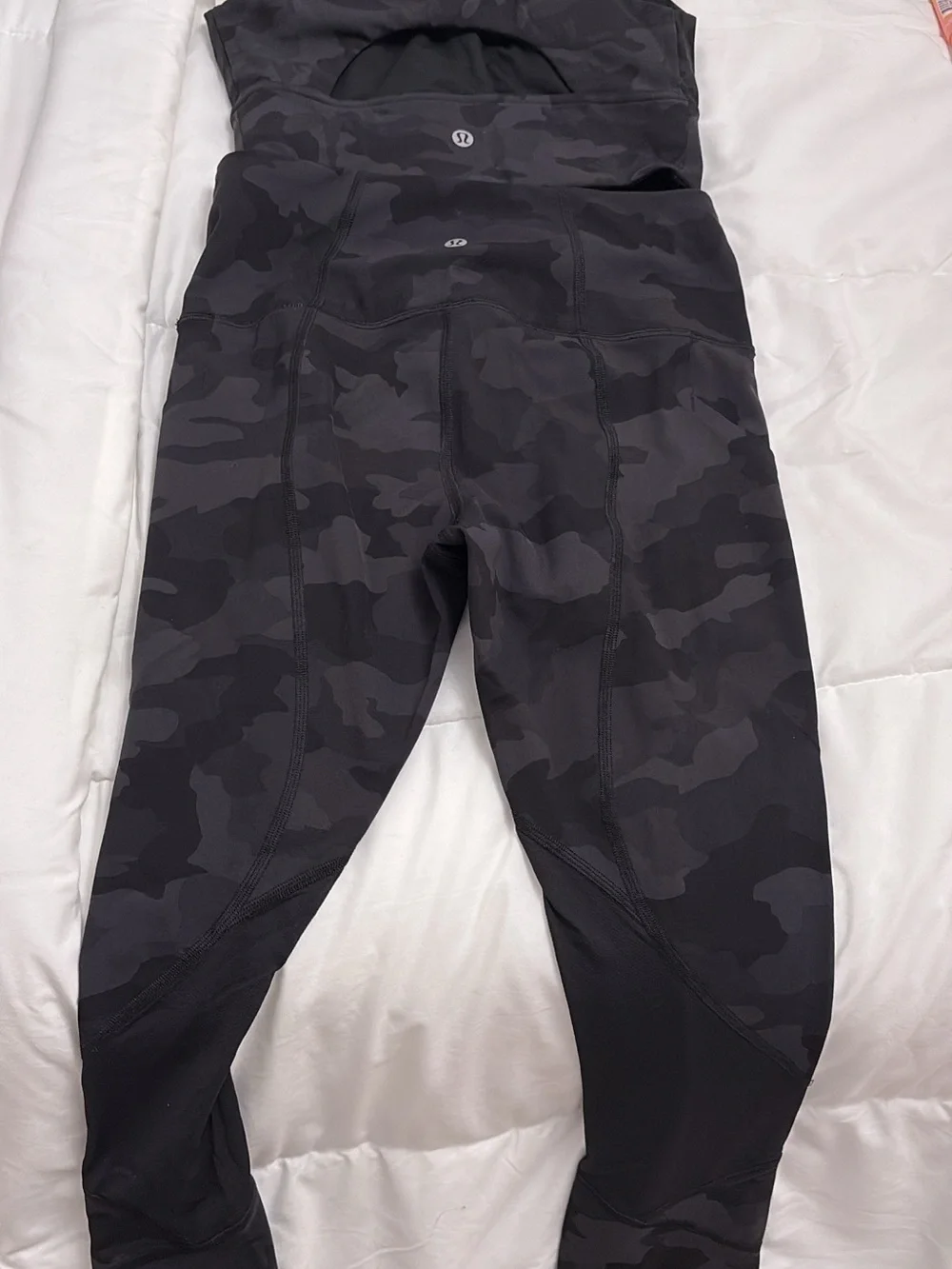 Ivivva Black Camo Leggings and Cropped Tank Set